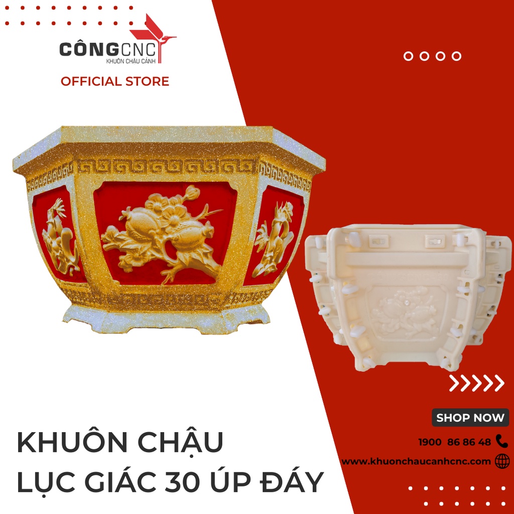 Khuôn lục giác 30 úp đáy không chân đôn