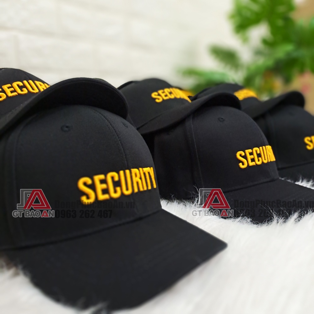 NÓN BẢO VỆ, NÓN KẾT CÓ THÊU LOGO SECURITY - NÓN KẾT KAKI CAO CẤP