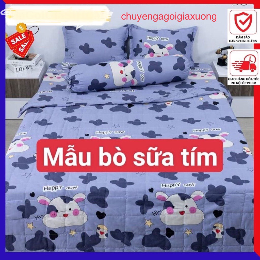 Ga trải giường kích thước 1mx2m, mẫu bò sữa tím -CHUYENGAGOIGIAXUONG
