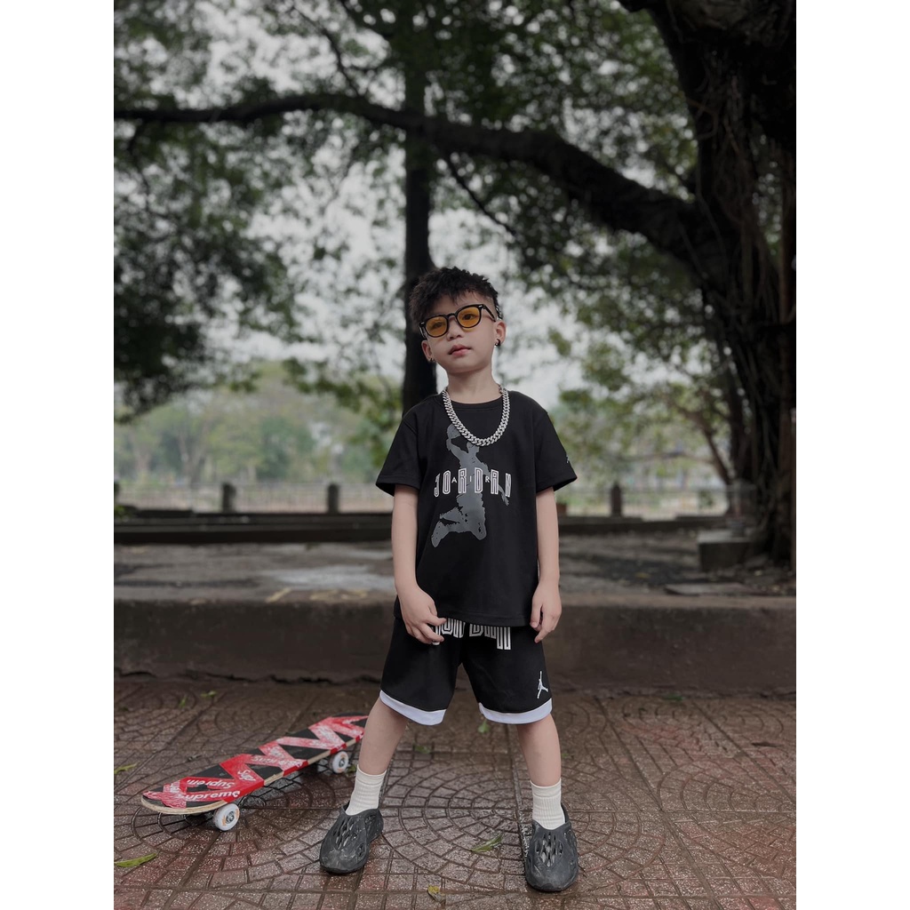 Bộ cộc tay Jordan cho bé trai và bé gái phong cách sành điệu,chất cotton dày dặn loại 1