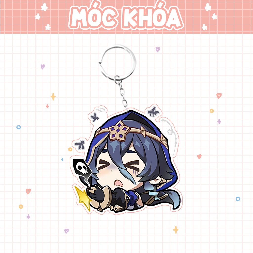 Móc khóa mô hình standee đứng để bàn Layla Genshin Impact đáng yêu chibi trang trí quà tặng