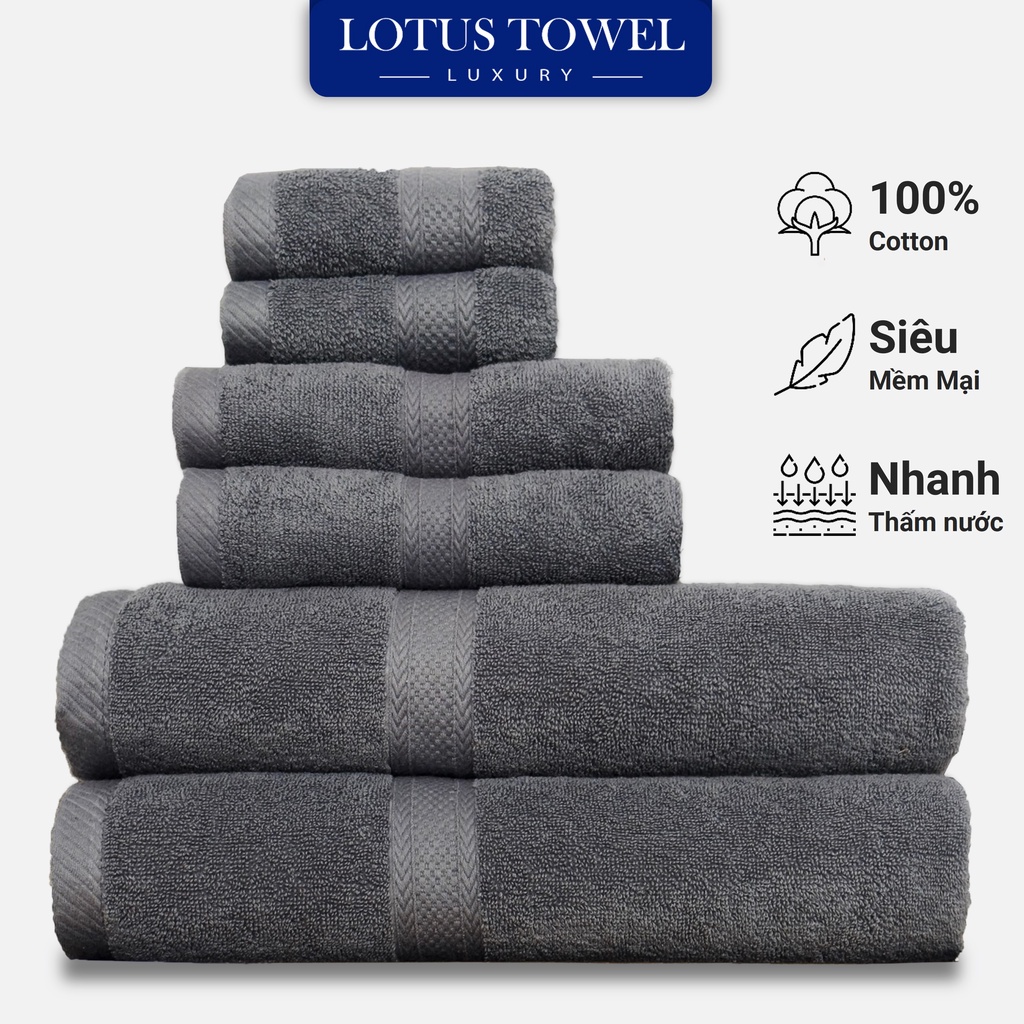 Khăn Tắm Gội Đầu Lau Mặt Châu Âu 100% Cotton Mềm Mịn Thấm Hút Không Ra Màu Dùng Cho Gia Đình Spa Khách Sạn - LOTUSTOWEL