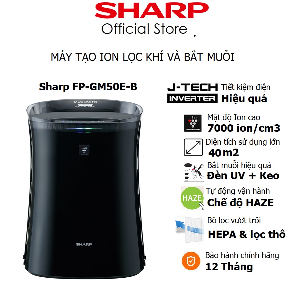 Máy lọc không khí bắt muỗi Sharp FP-GM50E-B Inverter 40 m2 - Hàng chính hãng