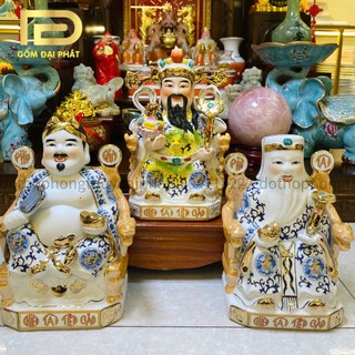 Tượng thần tiền, tượng thần tài thổ địa ĐẠI PHÁT gấm xanh cao cấp, Tượng quan thần Lộc , thổ địa thần tài sứ