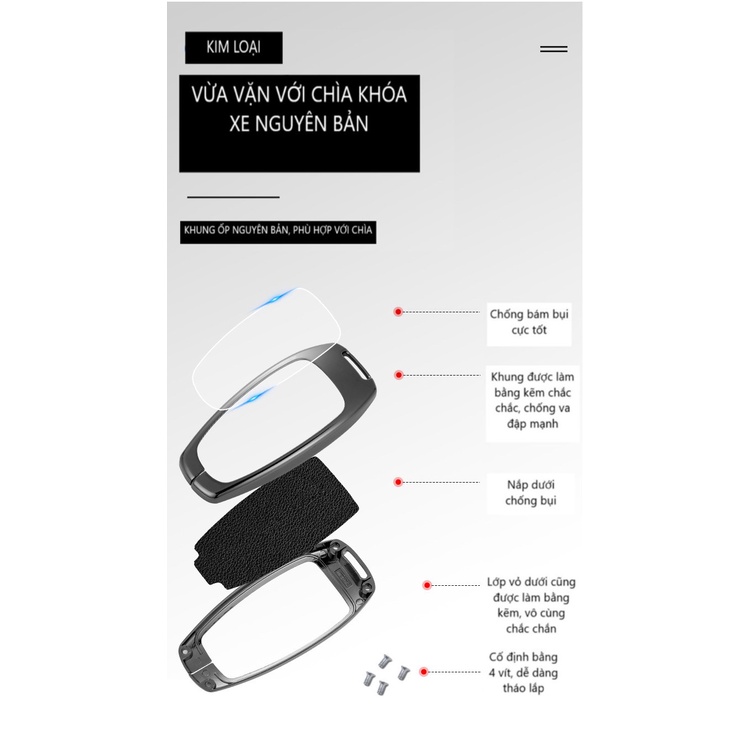 Ốp chìa khóa Hợp kim cao cấp Hyundai Tucson 2022+, Santafe - mẫu mới