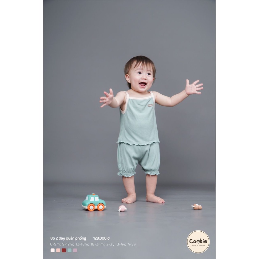 [COOKIE] Bộ quần áo trẻ em 2 dây cuốn bèo quần phồng size từ 6-9m đến 4-5y