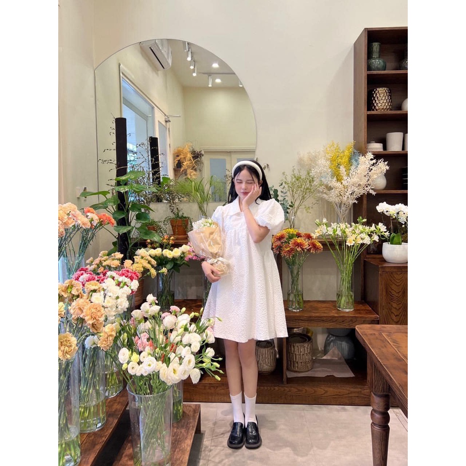 Đầm Váy Babydoll Tay Bồng Dáng Dáng Xoè 2 Lớp Tiểu Thư