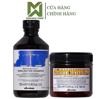 Combo dầu gội cân bằng dầu Davines Rebalancing và dầu xả thực vật Nourishing 250ML chính hãng