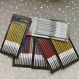 Nến Dài Nhũ Xoắn Vàng Bạc Mix Màu 13.5Cm Đường Kính 0.5Cm - Đồ Trang Trí Bánh Sinh Nhật - Nến Sinh Nhật