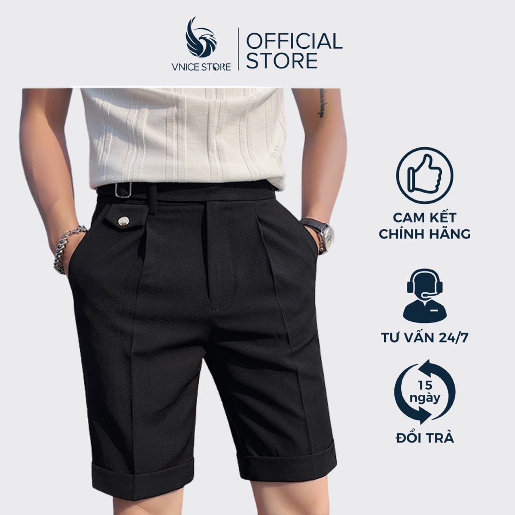 Quần Short Tây Âu Nam Cạp Cao Đai Lệch, Kiểu Dáng Trẻ Trung Lịch Sự Sang Trọng Vnicestore | BigBuy360 - bigbuy360.vn