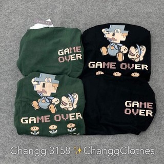 Áo thun cotton su form rộng tay lỡ - game over