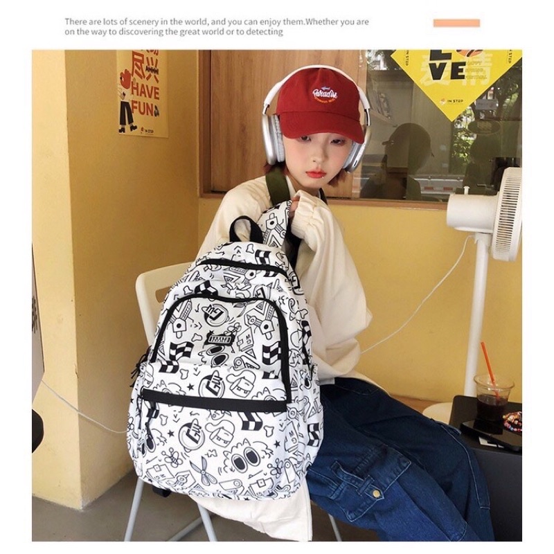 Balo Quảng Châu Kashichun Hoạ Tiết Dễ Thương Chất Vải Chống Thấm Balo Nữ Đi Học Thời Trang Ulzzang