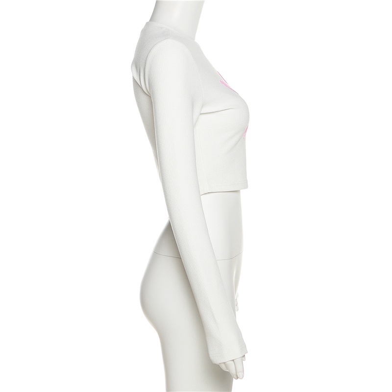 Weird Puss Áo Thun Tay Dài Hở Rốn Dáng Ôm Màu Sắc Tương Phản Phong Cách retro Dành Cho Nữ