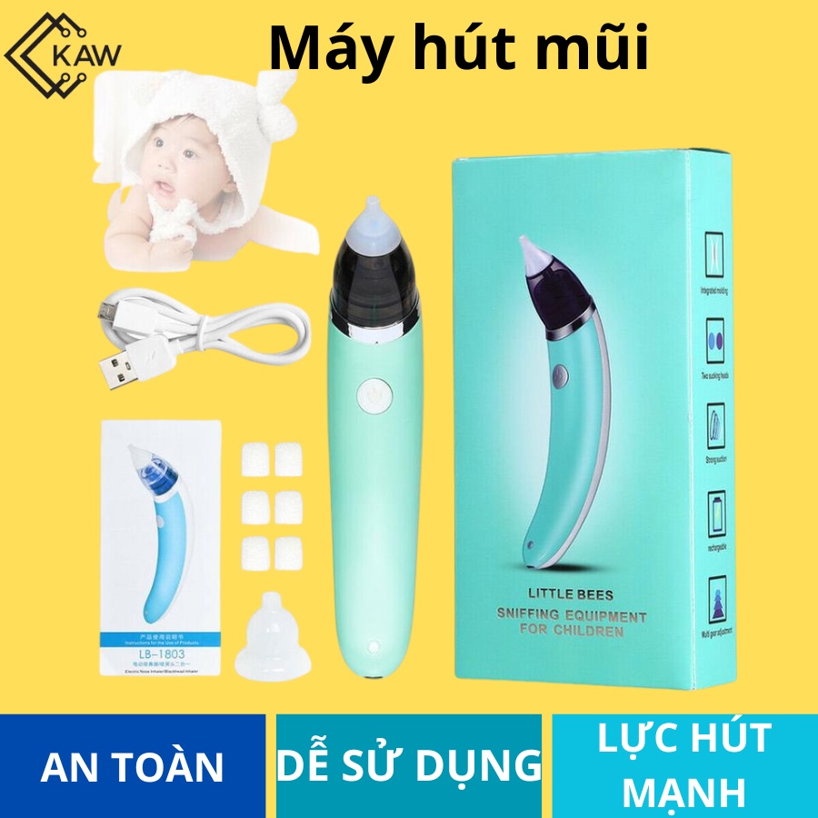 Máy hút mũi kittle bees phù hợp với trẻ sơ sinh, 5 cấp độ hút rất sạch và không gây đau