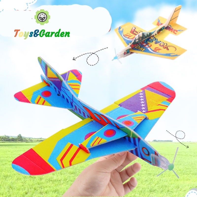 sỉ vỉ đồ chơi máy bay xốp mô hình phóng máy bay giấy dễ lắp( 18 bộ)