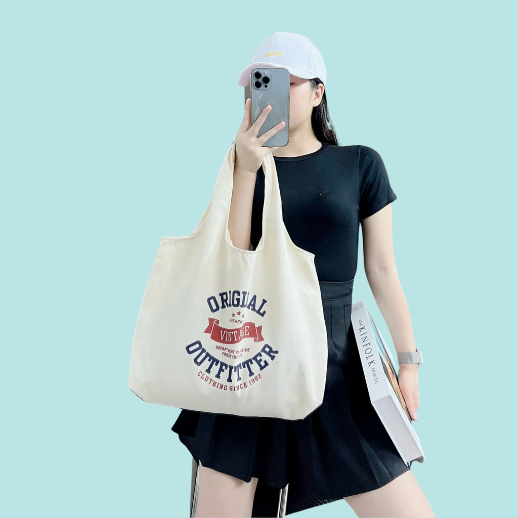 Túi Tote Liền Thân Đeo Vai Xách Tay Thời Trang KAYLEE Đi Học Đi Chơi Vải Canvas Phong Cách Hàn Quốc TCV02