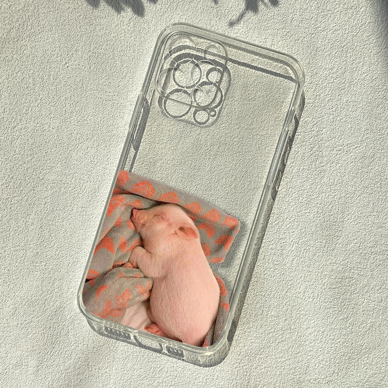 Ốp Điện Thoại Mềm Trong Suốt in hình heo nằm ngủ IPhone 14 13 12 11 Pro Max X XR Xs Max 8 7 6 6s Plus SE 2020 u554