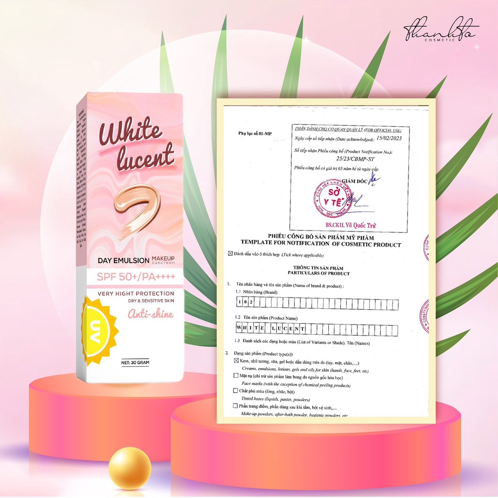 Kem Chống Nắng White Lucent Thanh Tô Cosmetics Chính Hãng - Kem Chống Nắng Makeup