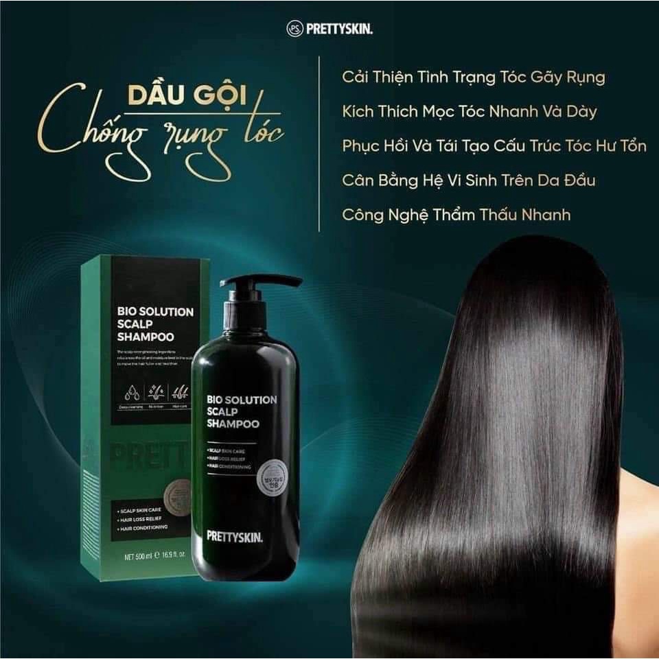 Dầu Gội Bio Solution Scalp Shampoo Pretty Skin, Chống Rụng Tóc, Kích Thích Mọc Tóc Hiệu Quả - 500ml