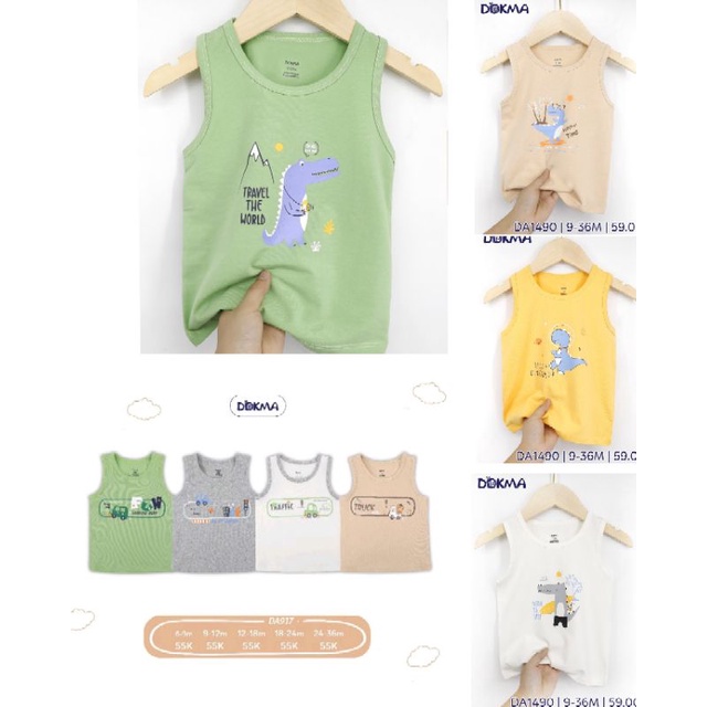 Áo ba lỗ/ sát nách bé trai Dokma 9-36M mã DA917, DA1490