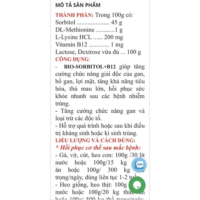 BIO SORBITOL B12 giải độc, mát gan gà, heo, trâu, bò