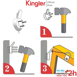 10 Móc Nhựa Đinh 3 Chân Đinh Đóng Tường, Treo Tranh, Ảnh, Vật Dụng Nhẹ, Móc Treo Tường Siêu Chắc Chắn, Kingler 2220Set10