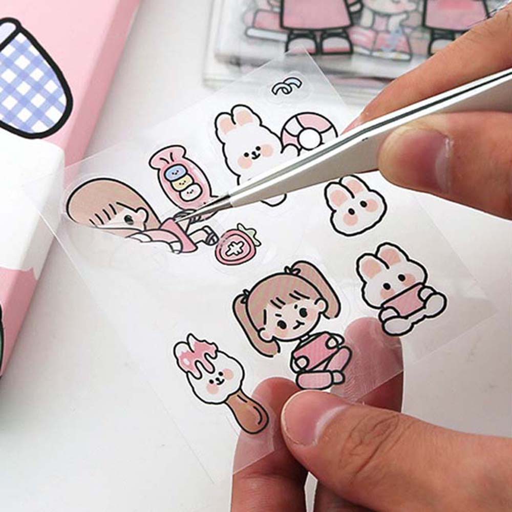 Hộp 100 tấm sticker GUTY KIDS  hoạt hình dễ thương cute trang trí laptop, điện thoại, mũ bảo hiểm, dán tập vở, bình nước