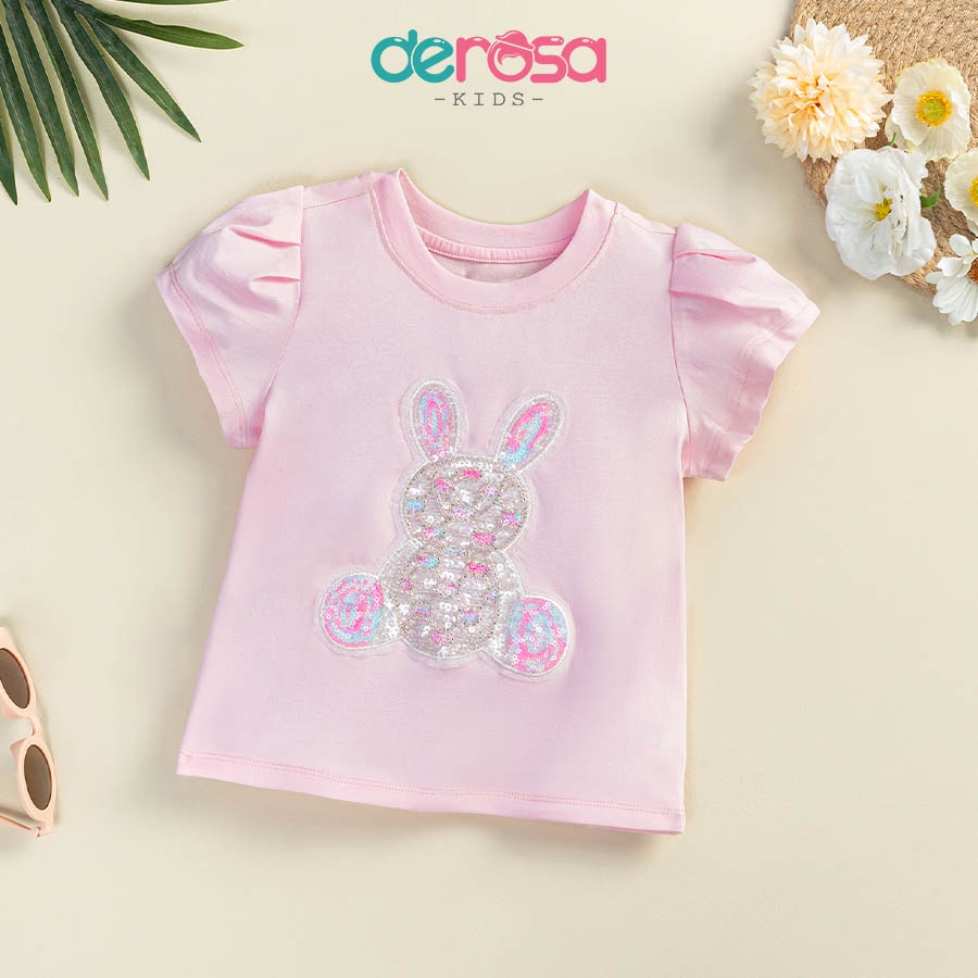 Áo thun cộc tay bé gái DEROSA KIDS chất liệu Cotton cho bé từ 2 đến 6 tuổi ZSK23-110-112A