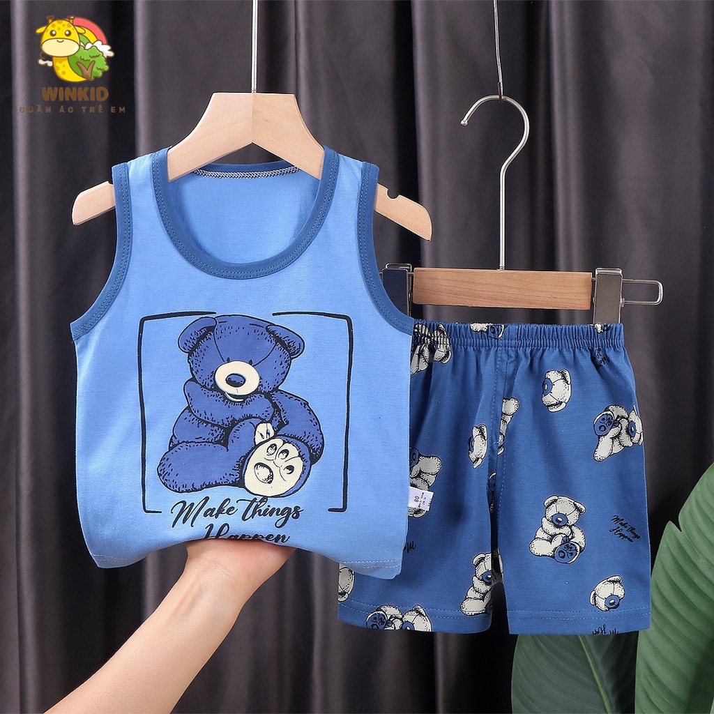 Bộ ba lỗ bé trai WINKID, bộ sát nách bé trai mùa hè chất cotton thoáng mát - WK028