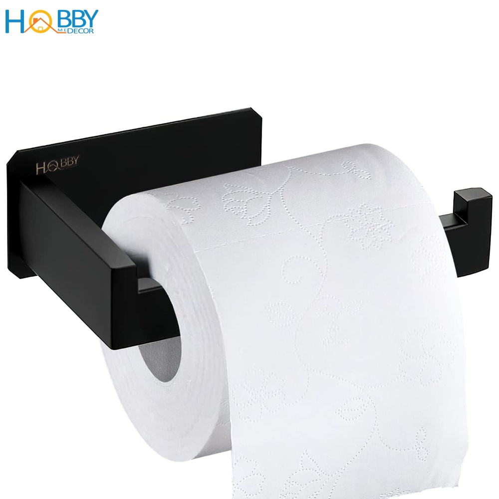 Kệ để cuộn giấy vệ sinh toilet màu đen dán tường gạch men Hobby Home Decor G20 inox 304 kèm keo dán