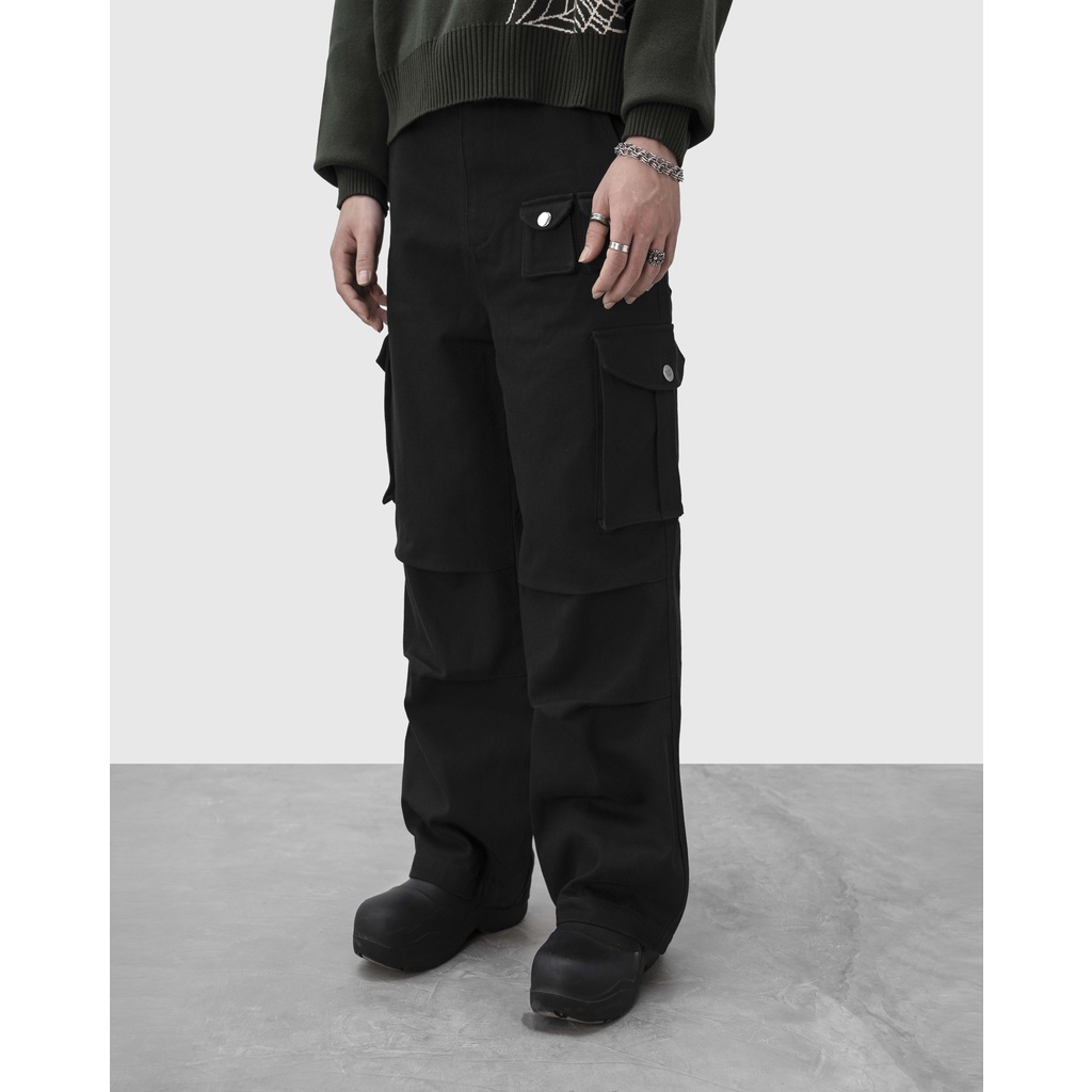 WIDE LEG CARGO PANT BLACK - Quần túi hộp Ninety Eight
