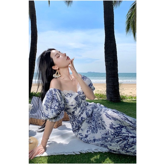 Đầm maxi hoa trà chiều phong cách pháp herse H22