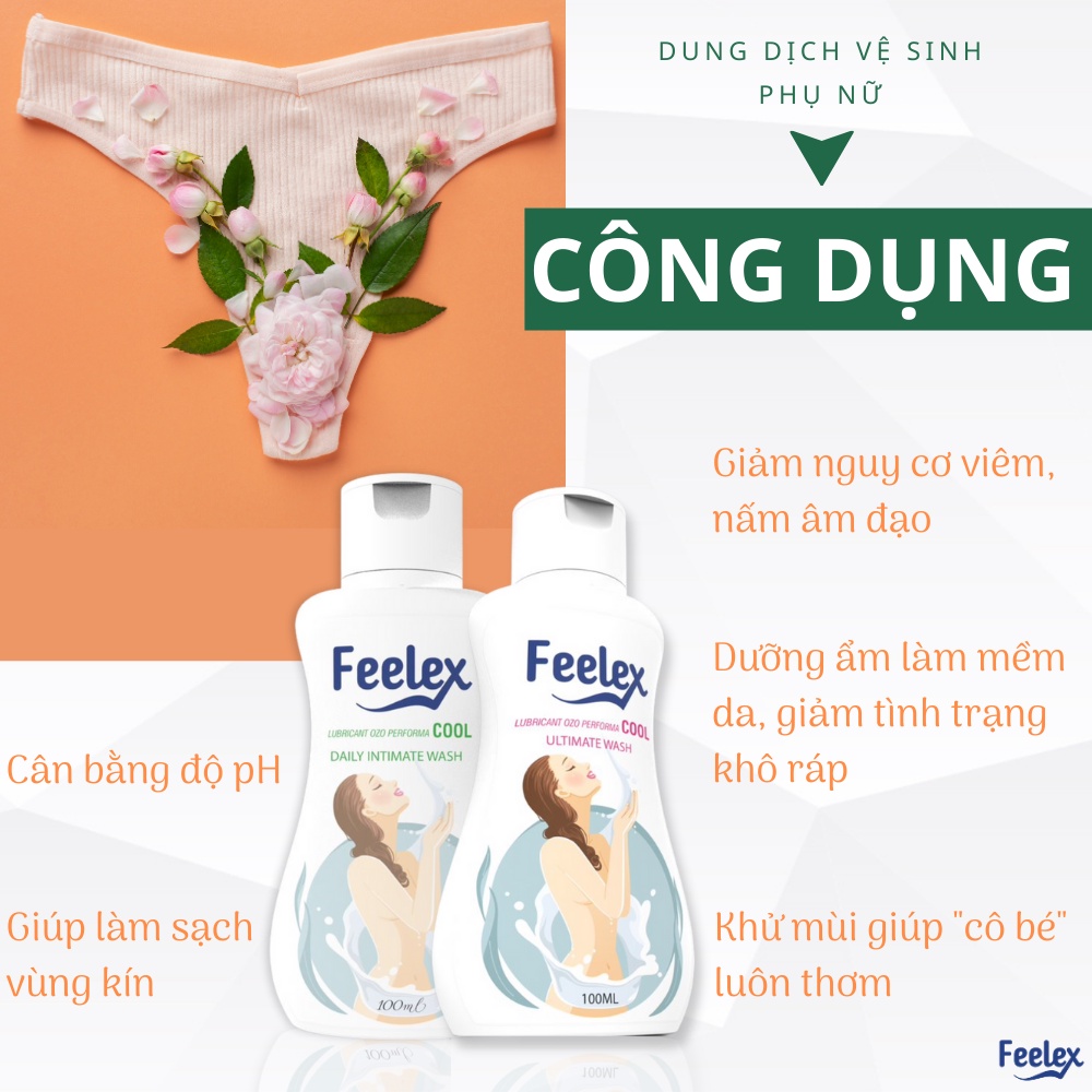 Dung dịch vệ sinh phụ nữ Feelex Lubricant OZO Performa Cool, 100ml