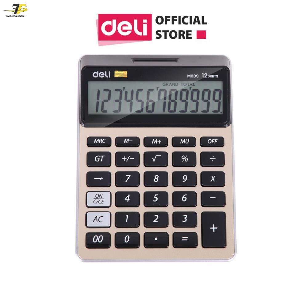 Máy tính 12 số Deli - phím phủ acrylic - pin mặt trời - 1 chiếc - EM00951