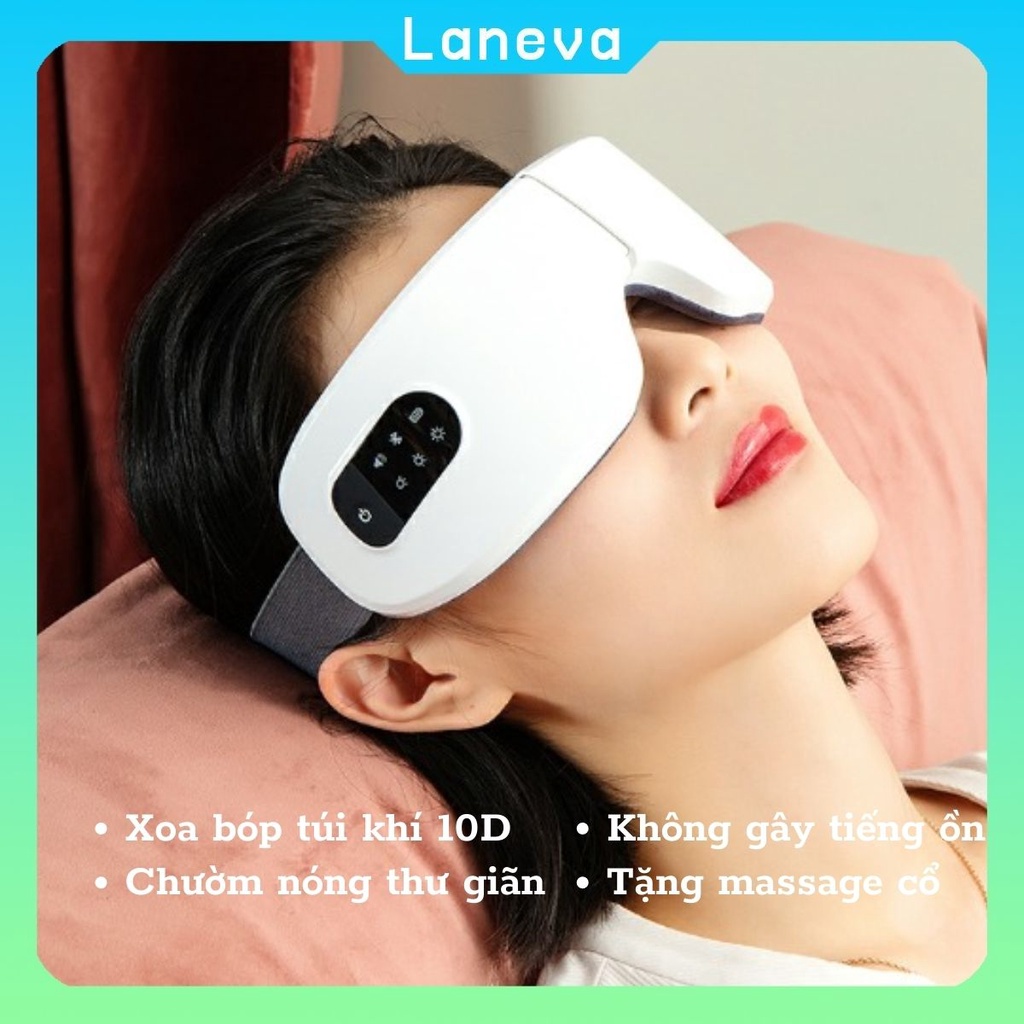 Máy Massage Mắt Cao Cấp LANEVA JB-018, Xoa Bóp Túi Khí 10D, Chườm Nóng Thư Giãn, Tặng Kèm Máy Massage Cổ, Bảo Hành 2 Năm