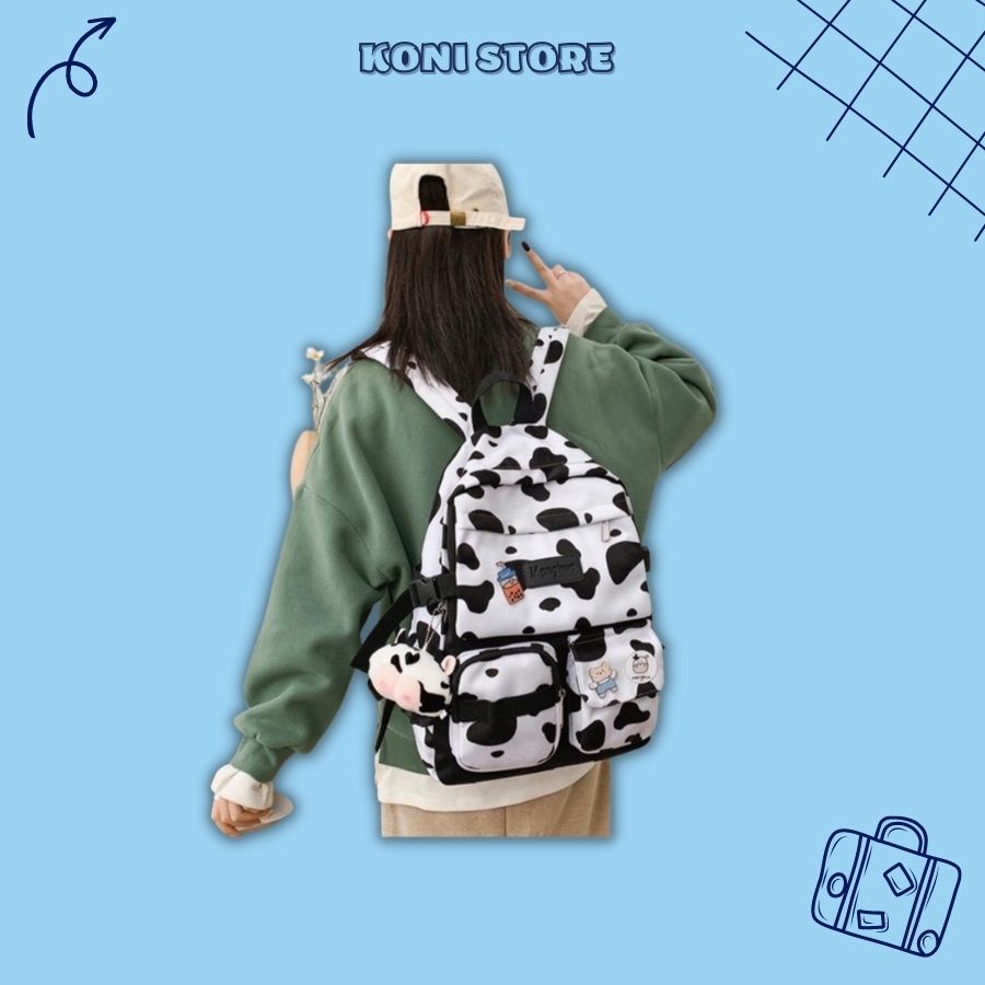 Balo bò sữa Ulzzang nam, nữ vải canvas chống nước BL62B