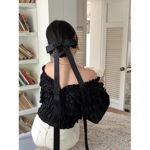 Kẹp tóc hình nơ công chúa loại lớn siêu dài phong cách balletcore, phụ kiện tóc nữ BOT DORIS