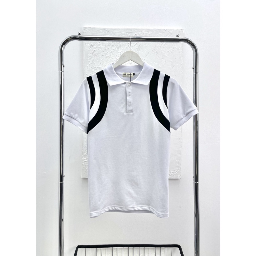 Áo Polo Sain Laurent Teddy Phối Vai Vải Cá Sấu Cotton 100% The.Laz