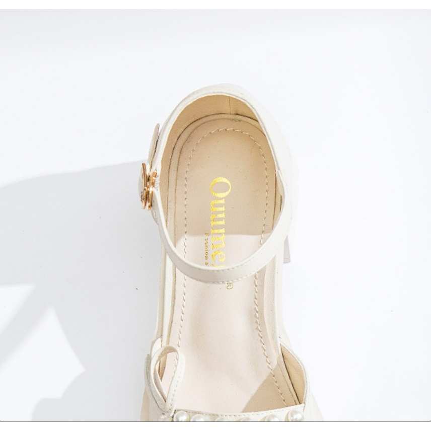 Sandal Nữ Bít Mũi Đính Nơ Cao Gót 3 Phân