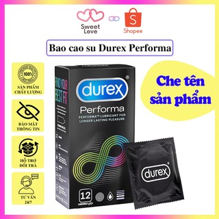 Bao cao su Durex Performa - Bao cao su Sweet Love kéo dài thời gian 12 chiếc/hộp