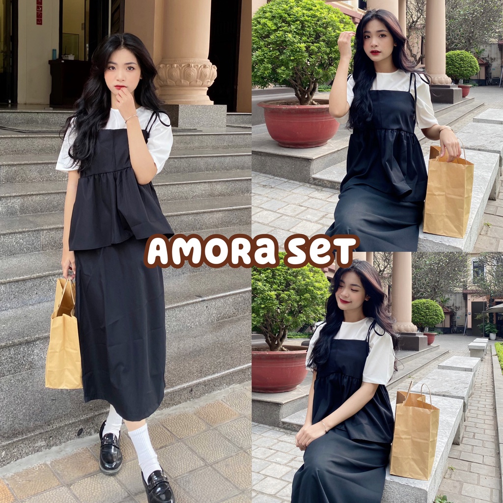 Set Áo + Yếm + Chân Váy Tiểu Thư Amora Set - Titto Closet