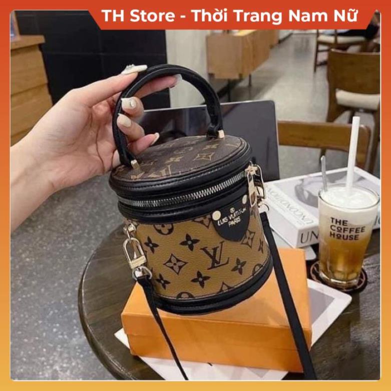 Túi xách nữ đeo chéo Cốp trống lv dây da , Túi sách đeo vai cầm tay hoạ tiết LV nâu đi chơi du lịch phong cách TH Store
