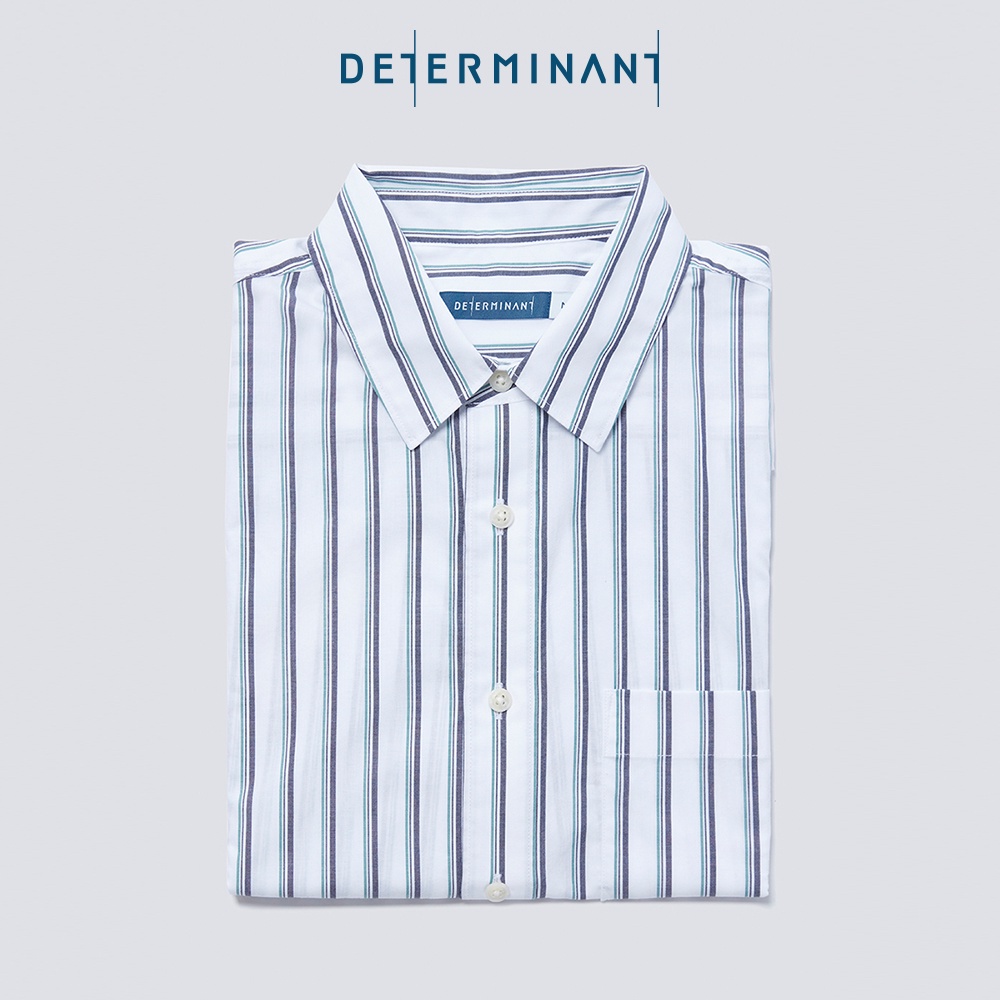 Áo sơ mi nam tay dài Oxford Cotton mềm mại thoáng khí thương hiệu Determinant - phối sọc Xanh và Xanh Navy