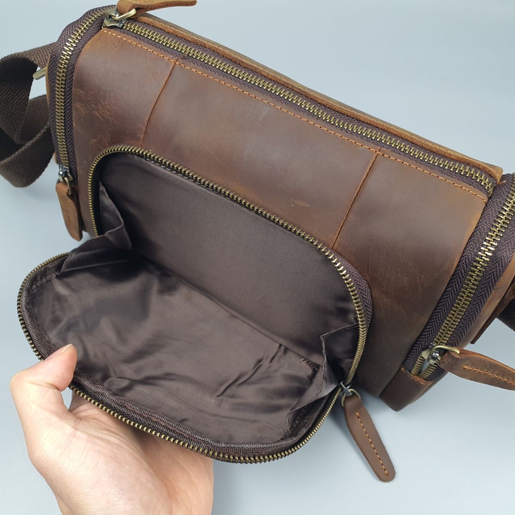 Túi đeo chéo nam da bò sáp TD120VB  - 100% da thật, BH 3 năm