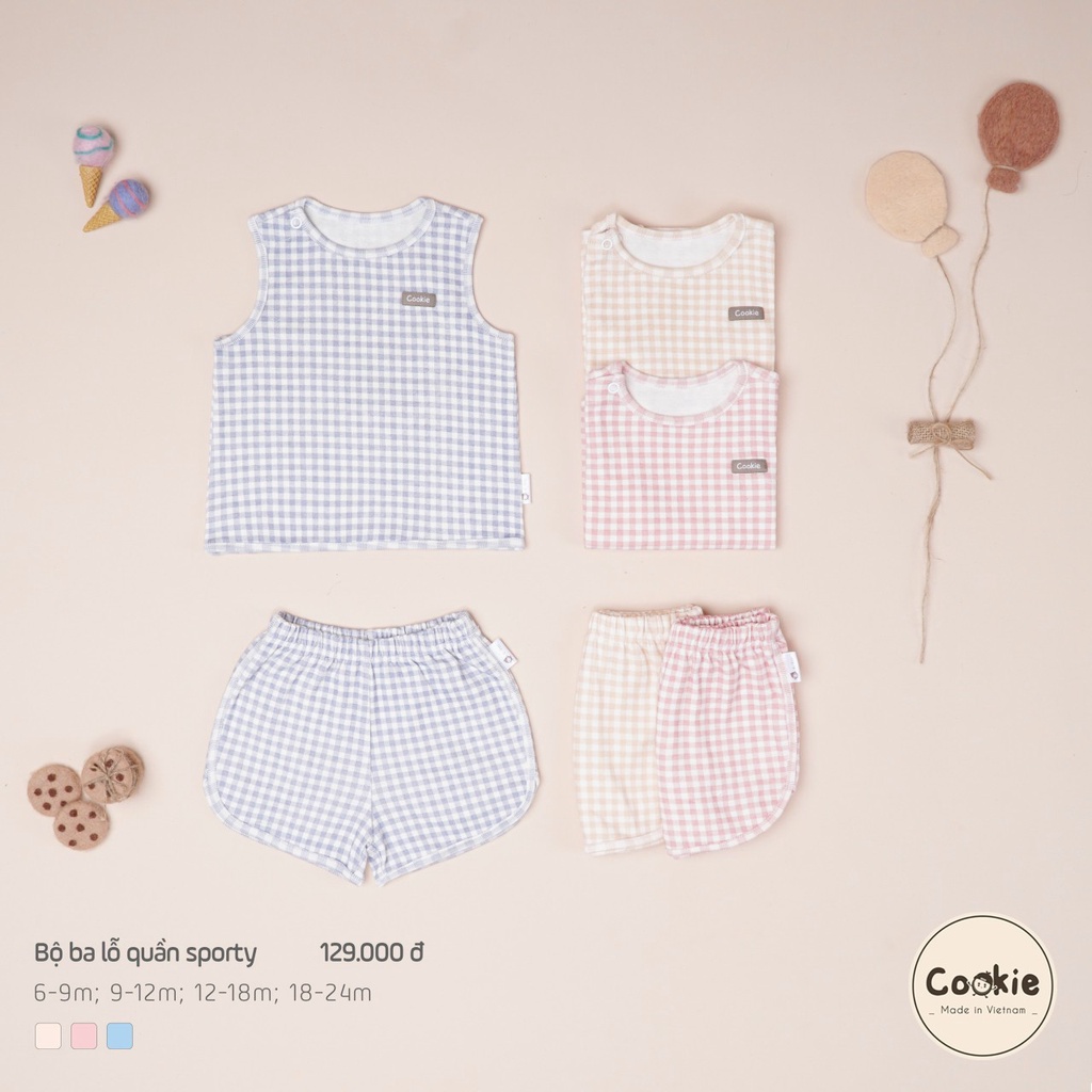 [COOKIE] Bộ ba lỗ quần sporty cho bé size 6-9m & 9-12m & 12-18m & 18-24m