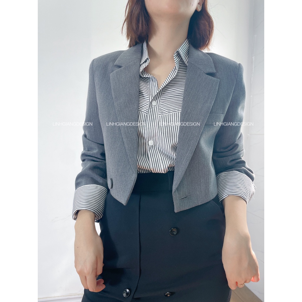 Áo SM dáng suông sọc thời trang thiết kế nữ cao cấp