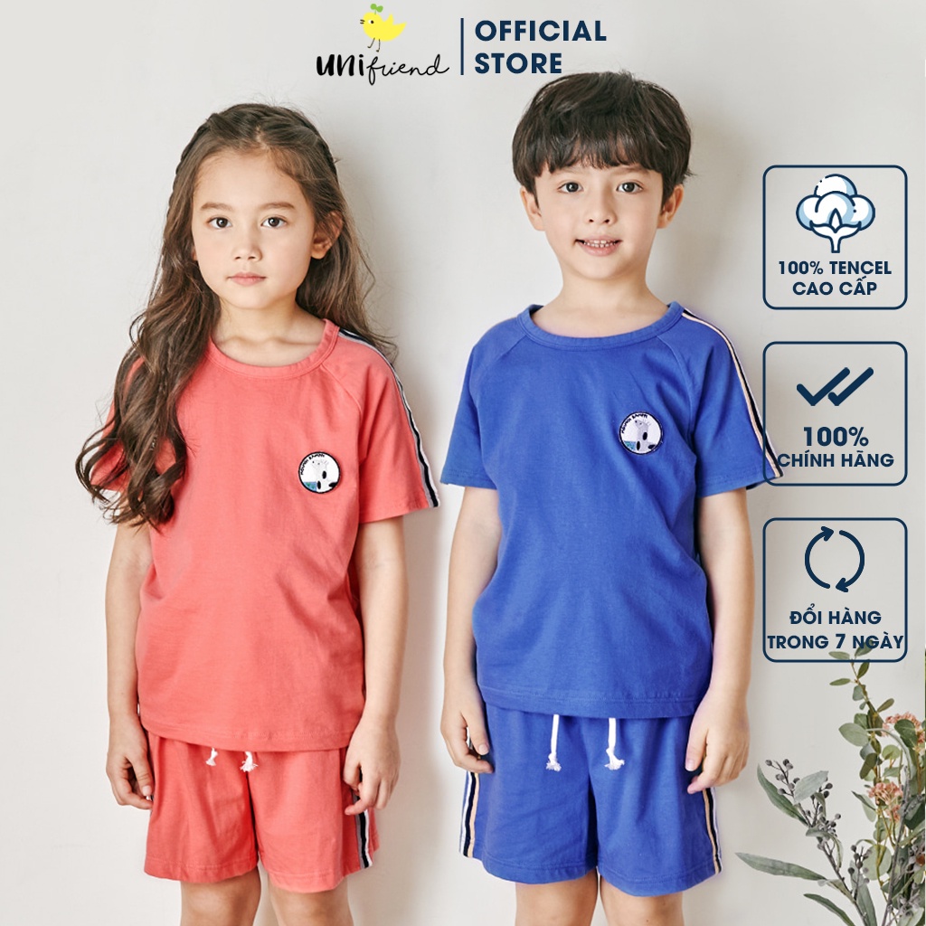 Đồ bộ ngắn tay quần áo thun cotton mịn mặc nhà mùa hè cho bé gái và bé trai Unifriend Hàn Quốc U2023-20