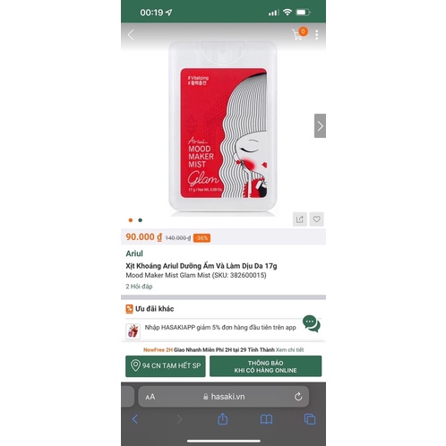 Xịt Khoáng Ariul Dưỡng Ẩm Da Ariul Mood Maker Mist 17g