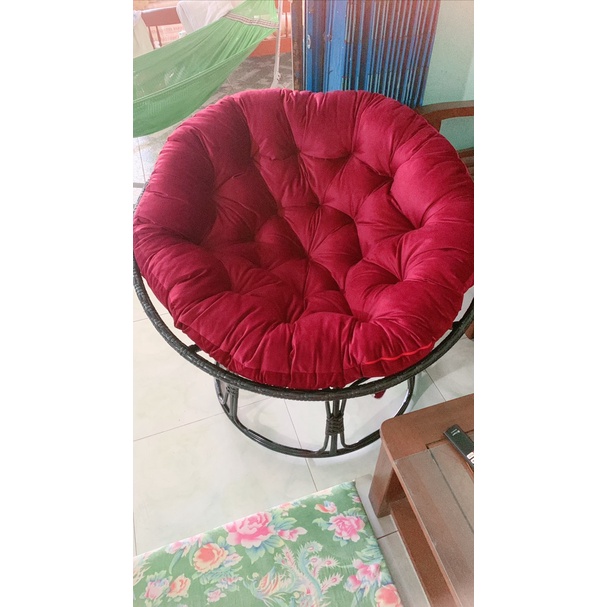 Ghế lười tựa lưng Papasan thư giãn - Ghế xoay 360 độ thư giãn khung thép nệm cao cấp kích thước 110x110x80cm
