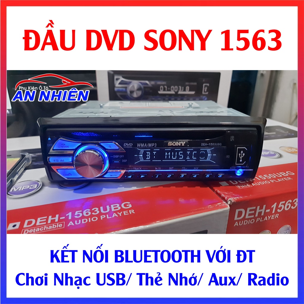 Đầu Đĩa DVD Ô Tô SONY-1563 Kết Nối Bluetooth/ USB/ AUX/ Thẻ Nhớ Micro SD/ Radio - Lắp Được Cho Mọi Xe Ô Tô 12V